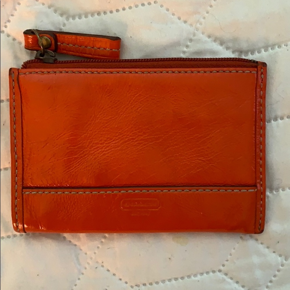 Women’s Coach patent leather wallet with key ring